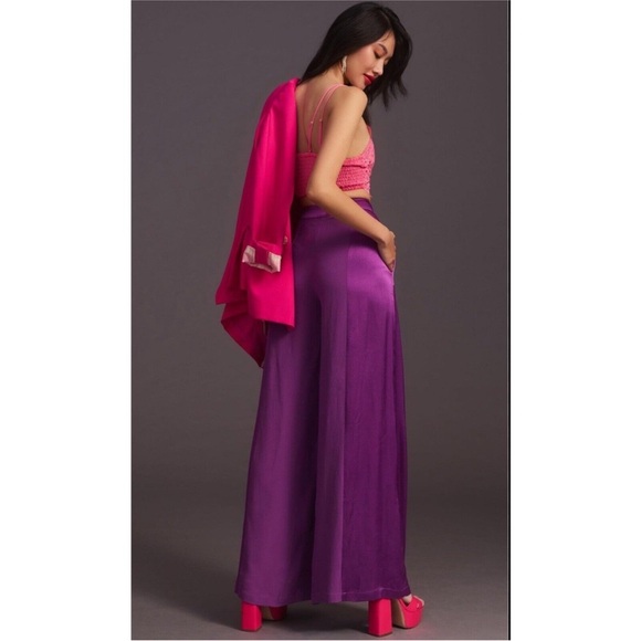 Anthropologie Corey Lynn Calter- Santin Elegant Purple Women's Wide-Leg Pants - Picture 3 of 14